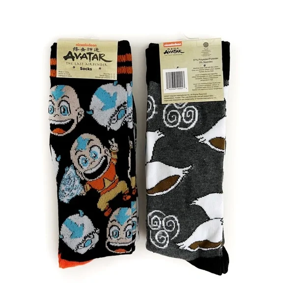 Nickelodeon Avatar The Last Airbender Aang Appa Momo Crew Socks Mens Womens - Picture 1 of 7